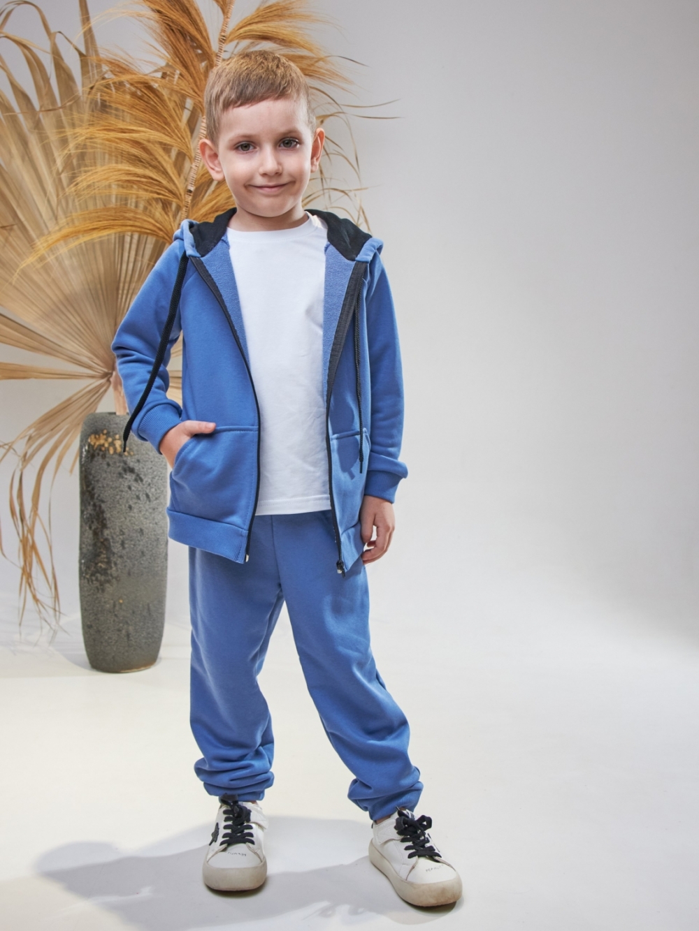 328-ДЖ. Костюм детский  на молнии, джинса хлопок 65%, 35% ПЭ, 3-х нитка без начеса 98,104,110,116