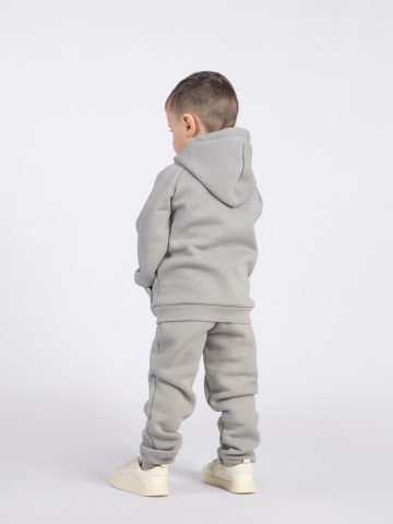 296-С. Свитшот с капюшоном  + Штаны, хлопок 65%, 35% ПЭ, 3-х нитка (начес) серый 80,86,92