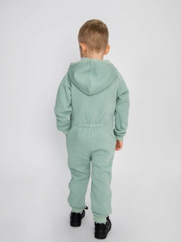 318-ОЛ. Комбинезон на молнии с капюшоном,  олива, хлопок 65%, 35% ПЭ, 3 нитка толстовка (начёс) 86,92,98,104