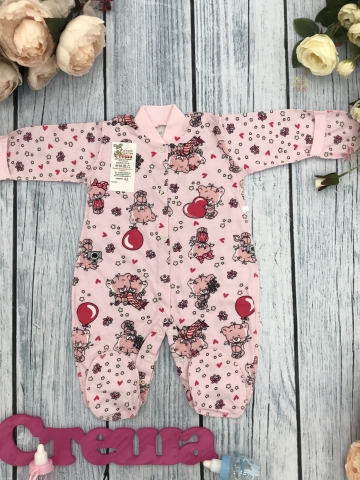 Купить оптом 295-Р. Комбинезон, хлопок 100 % кулирка 56,62,68,74,80, розовый в Зеленокумске